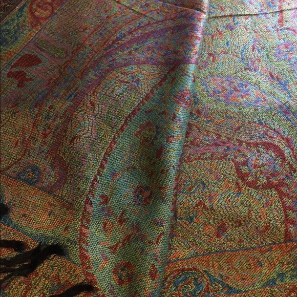 Vintage Style Jamavar Paisley Shawl Wrap Pashmina - Picture 2 of 5